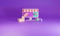 3D rendering flat illustration Online store on mobile application of computer Royalty Free Stock Photo