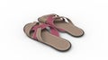 3D rendering of flip flops slippers shoes sandals rendering isolated on white Royalty Free Stock Photo