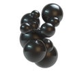 3D Rendering of floating black abstract spheres