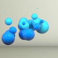 3D Rendering of Floating Blue Spheres