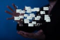 3d rendering of floating connected message icons on a palm of a hand Royalty Free Stock Photo