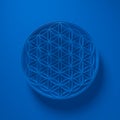 3D Illustration - Flower of Life Sign with light above on blue