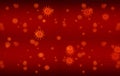3d rendering. flowing many Dangerous Covid-19 corona virus sign symbol cells on blood background