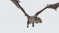 3D rendering of a flying scary dragon character