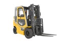 3d rendering of forklift with cab rear view on white background no shadow