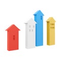 3d rendering four graphic arrows going upward icon. 3d render grow up arrows icon. Graphic arrows going upward.