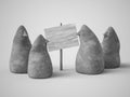 3D rendering of four stone figures with faces Royalty Free Stock Photo