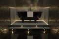3d rendering of freestanding black bathtub illuminated from yellow led lights