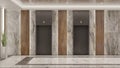 3d rendering front of elevators with luxury decoration of building Royalty Free Stock Photo