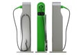 3d rendering front, left, right view of a set of green charging