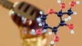 A 3d rendering of fructose molecule and honey Royalty Free Stock Photo