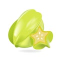 3d Rendering Fruit carambola isolated icon cartoon