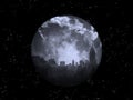 Full moon night city Royalty Free Stock Photo