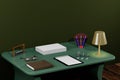 3D Rendering Full Office Background For Mock Up and Advertisement Object. Full item Office and some Colors.