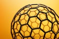 3D rendering of fullerene sphere on yellow background