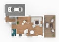 3d rendering of furnished home apartment Royalty Free Stock Photo