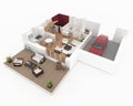 3d rendering of furnished home apartment Royalty Free Stock Photo