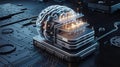 3D rendering of a futuristic design of an AI brain with a circuit board Royalty Free Stock Photo