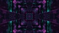 3D rendering of futuristic kaleidoscopic patterns background in purple and greencolors