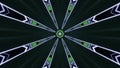 3D rendering of futuristic kaleidoscopic patterns background in vibrant black anf colors