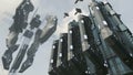 Animated futuristic scifi city with impressive space station. 4K