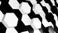 3D Rendering. Futuristic surface with black and white hexagonal abstract background. A metallic surface polygon pattern like Royalty Free Stock Photo