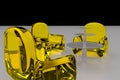 3D rendering of futuristic, transparent seating and a single table