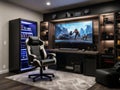 3D rendering of a gaming room in neon light Royalty Free Stock Photo