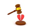 3D Rendering of gavel breaking heart Royalty Free Stock Photo