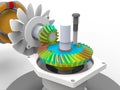 3D rendering - Gear assembly material stress analysis