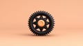 A 3D rendering of a gear with a black center and orange teeth. Royalty Free Stock Photo