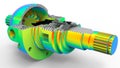 3D rendering - gear box section cut analysis