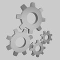 3D rendering gear icon on gray background