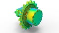 3D rendering - geared assembly finite element analysis