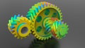 3D rendering - gears assembly finite element Royalty Free Stock Photo