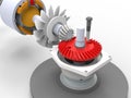3D rendering - Gears interlocking in product design