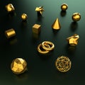 3d rendering geometry gold color background and texture.