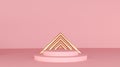 3D rendering geometry with pink and gold spliced round platform