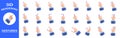 3d rendering gestures Collection,Cartoon Gesture Icon Mockup.Touchscreen gesture line icons.