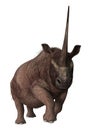 3D Rendering Rhinoceros Elasmotherium on White