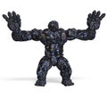 3d-illustration of an isolated giant fantasy stone golem creature