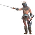 3d-illustration of an isolated barbarian warrior with fur loincloth