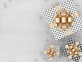 3d rendering of gift boxes on desk Royalty Free Stock Photo