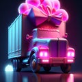 3d rendering of a gift truck with a bow on the back AI generated