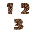 Giraffe fur alphabet - digits 1-3 Royalty Free Stock Photo