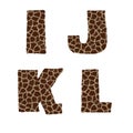 Giraffe fur alphabet - letters I-L Royalty Free Stock Photo