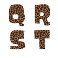 Giraffe fur alphabet - letters Q-T Royalty Free Stock Photo