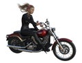 3d rendering of girl rider on motorcycle