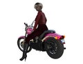 3d rendering of girl rider on motorcycle