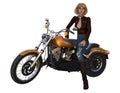 3d rendering of girl rider on motorcycle